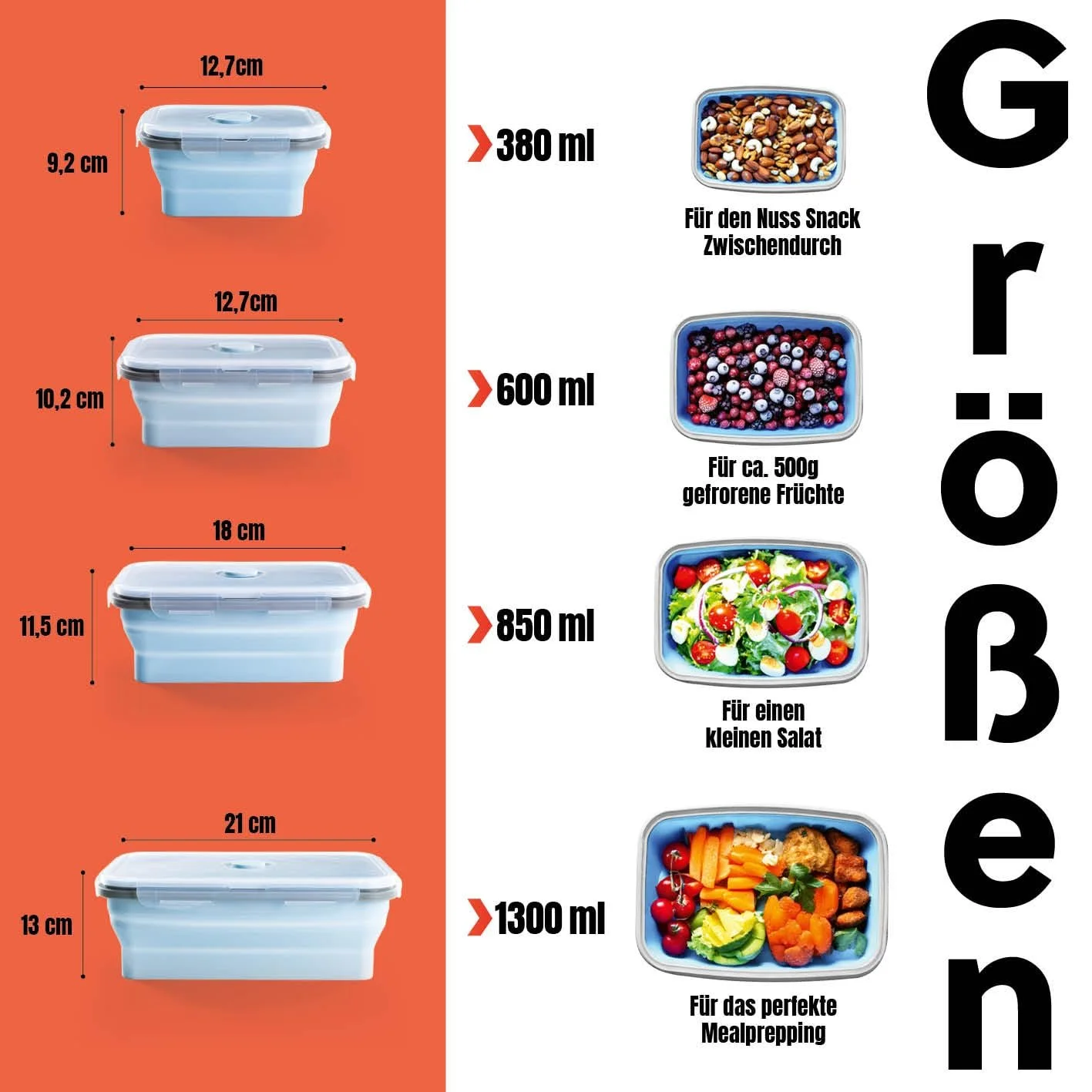Контейнери для зберігання їжі GOURMETmaxx Klick-it Set of 4 Foldable BPA-Free, фото №2