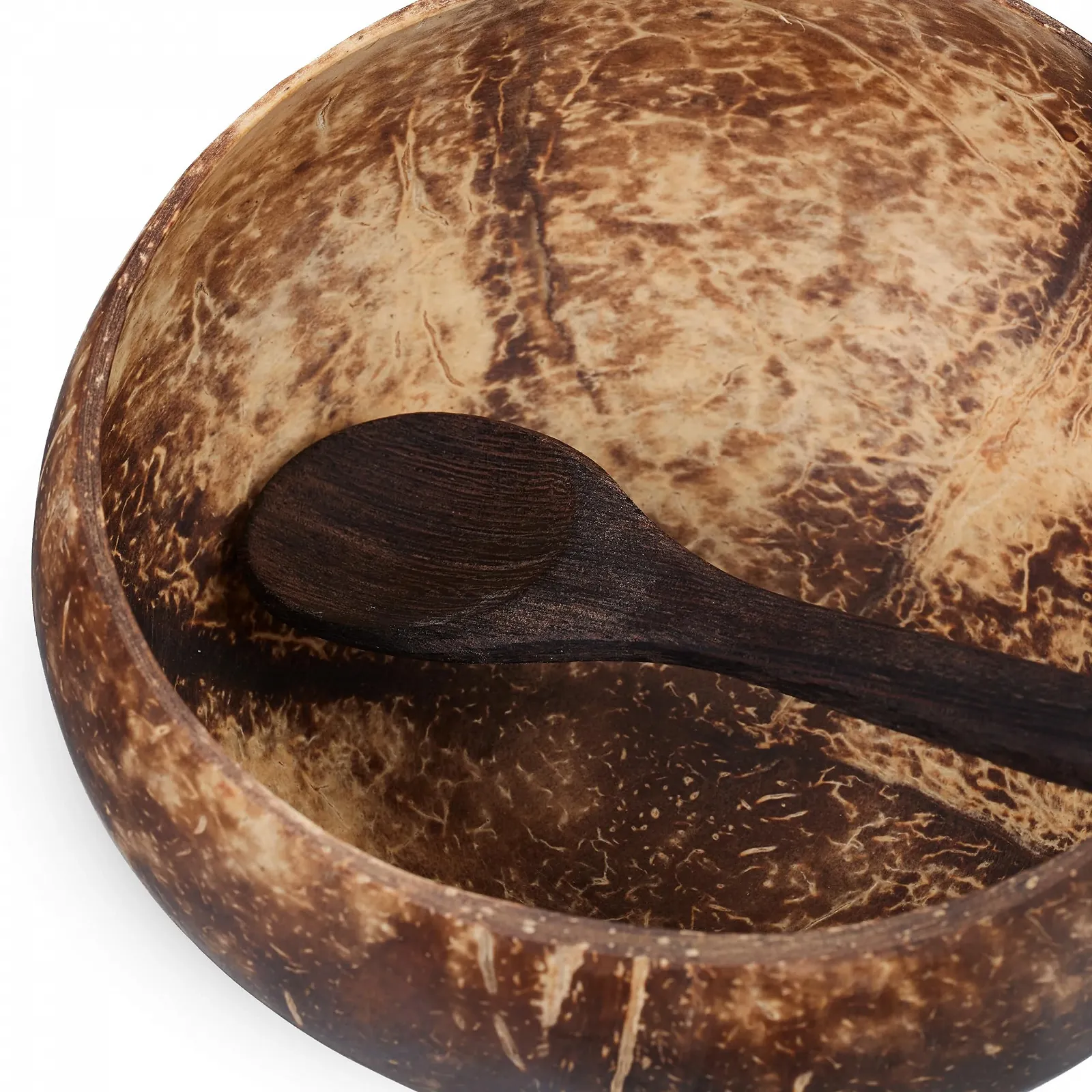 Миска Relaxdays Из кокоса Набор из 2 с деревянными ложками Миска для хлопьев, фото №8