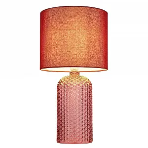 Настольная лампа прикроватная из красного стекла текстильный абажур 1x E27 Ø 26.5 x 50 см красная - Фото 1