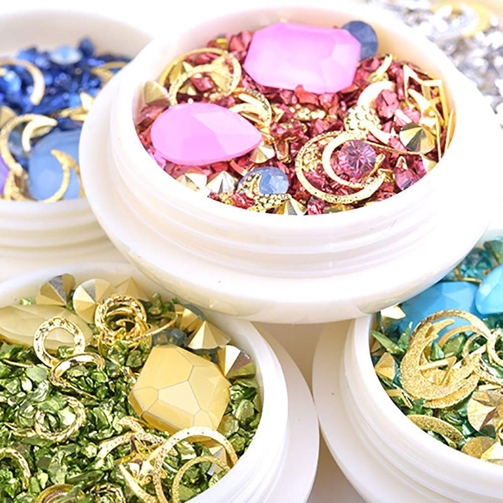 Стрази для нігтів Різні Кольори Місяць Зірки 6 шт, фото №3