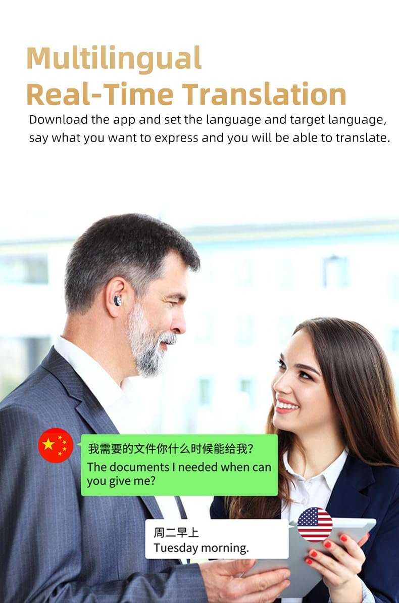 Навушники-перекладачі Bluetooth 5.3 Bewinner переклад в реальному часі для 74 мов і 70 акцентів, час відповіді 0.5 секунди, фото №7