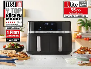 Мультипіч Russell Hobbs SatisFry 27681-56 2 камери 9 л 2800 Вт 9 програм Match & Sync Чорно-срібляста synthetic.ua - Фото 1