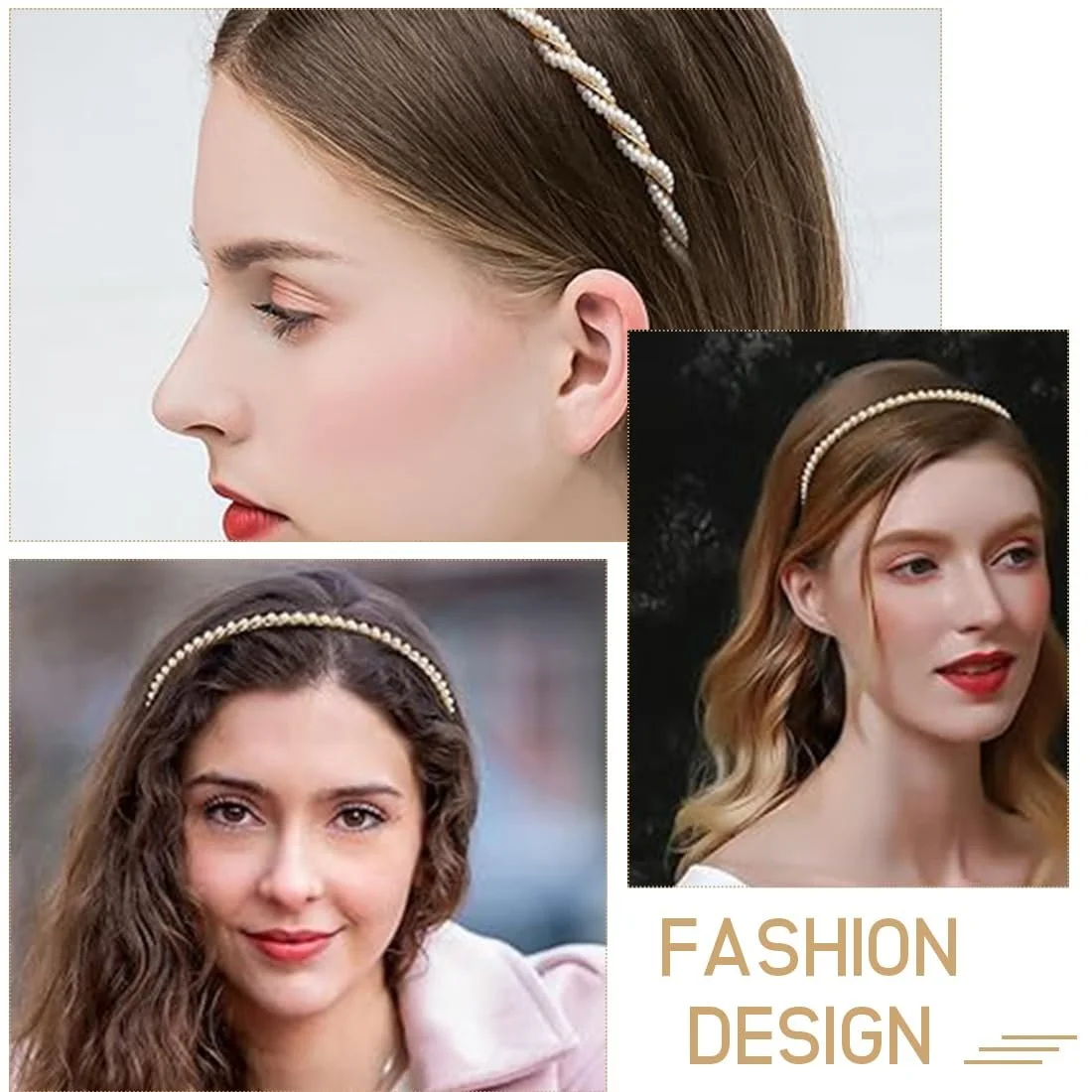 Набір з 4 Жіночих Перлинних обручів на Голову, фото №5