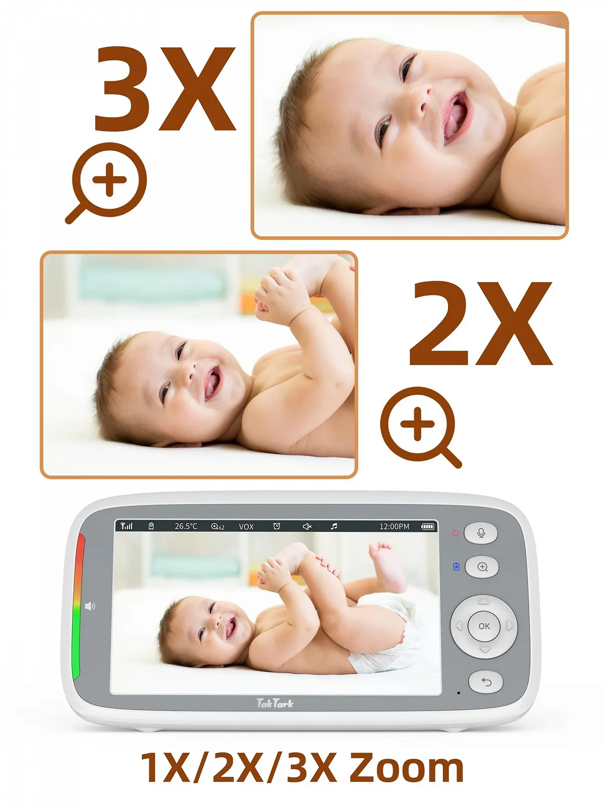 Відеоняня TakTark 5" 720P IPS Pan-Tilt 300° VOX Night Vision, фото №6 Відеоняня TakTark 5" 720P IPS Pan-Tilt 300° VOX Night Vision, фото №6