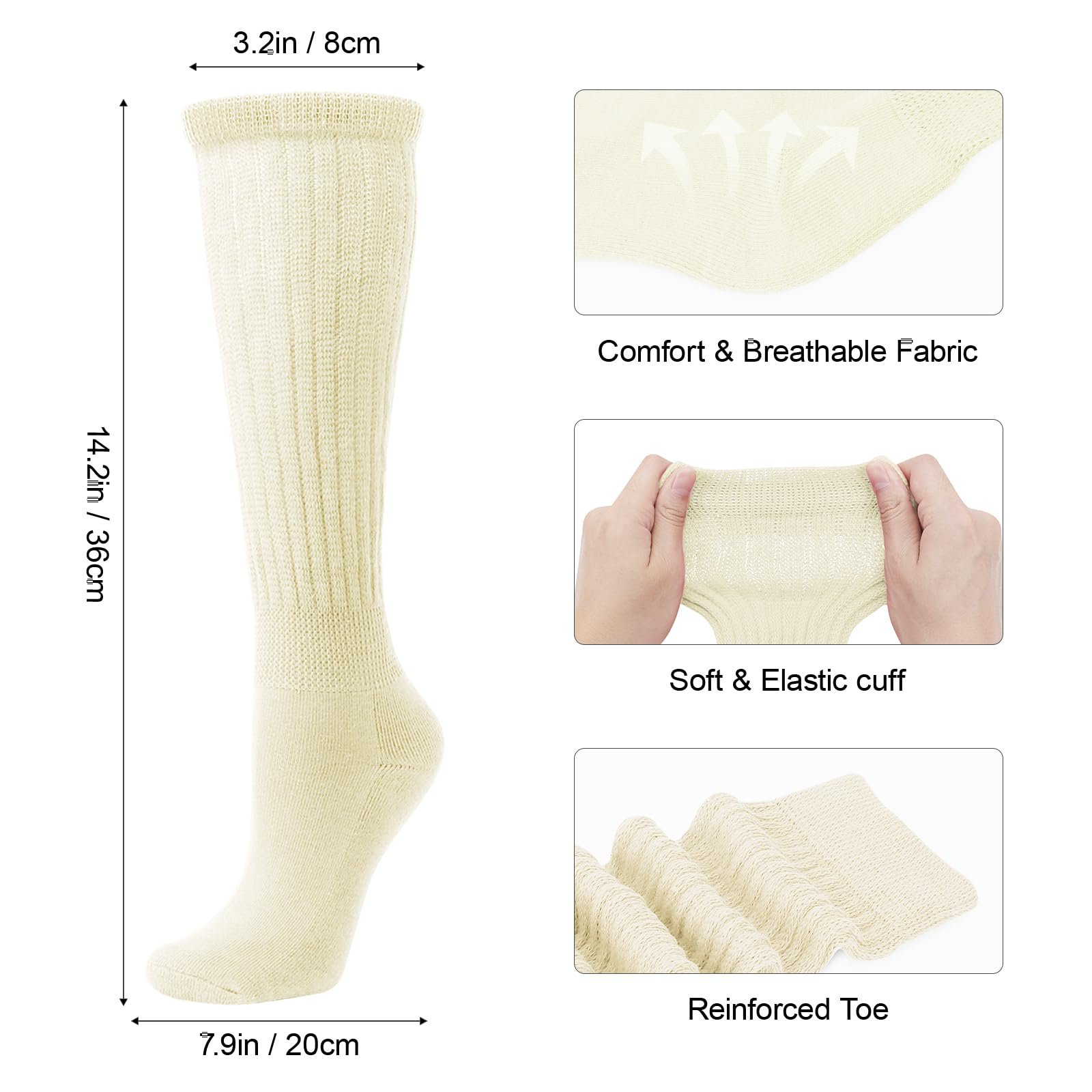 Высокие носки DRESHOW 3 пары полосатые выше колена тонкие чулки длинные носки до колена гетры, фото №6
