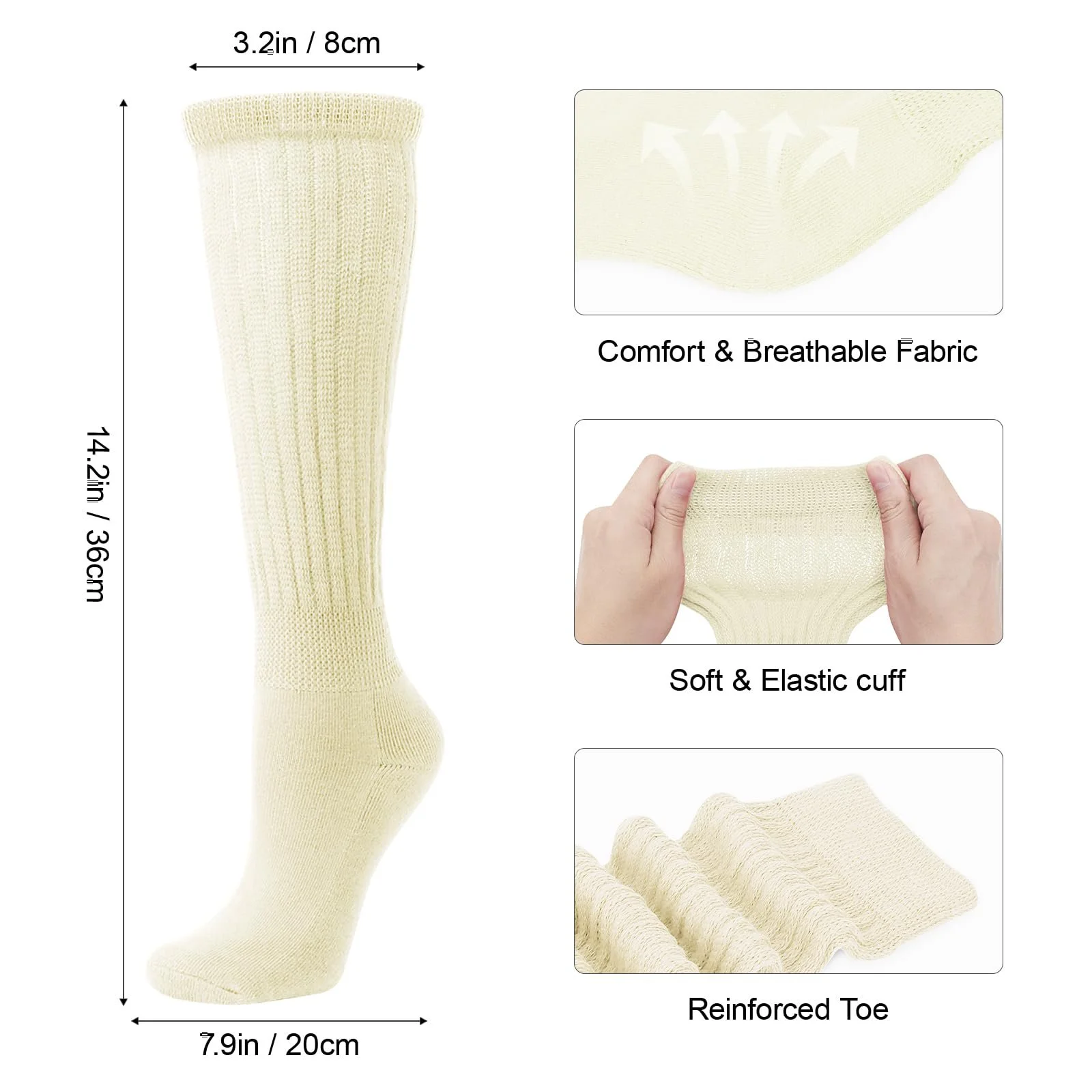 Высокие носки DRESHOW 3 пары полосатые выше колена тонкие чулки длинные носки до колена гетры, фото №6
