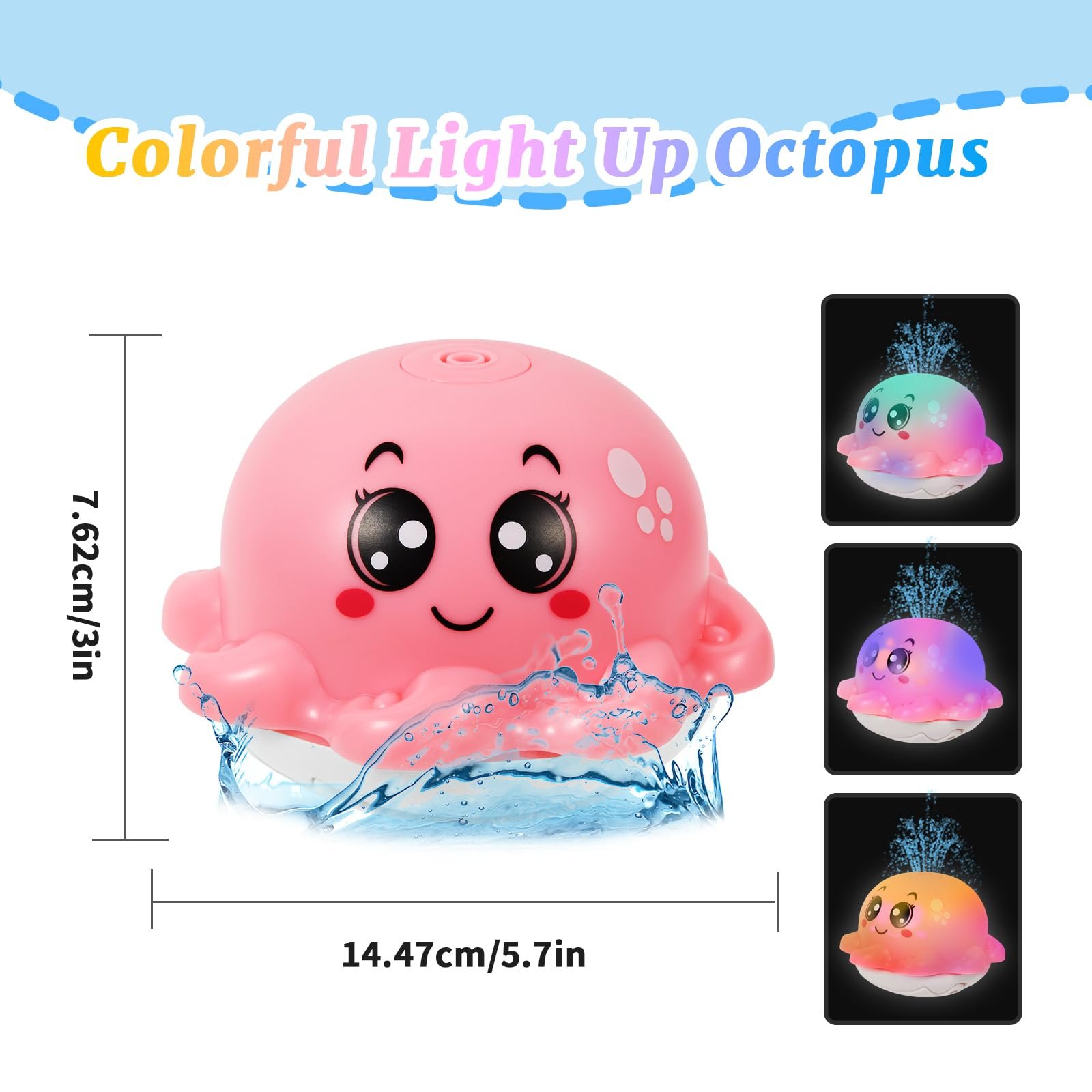 Игрушка для ванны Детская светодиодный осьминог, фото №4