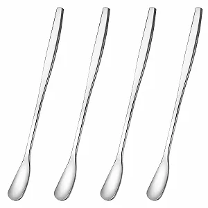Ложка для холодного чая/кофе IceDrip Длинная 4 шт Серебряное для лат - Фото 1