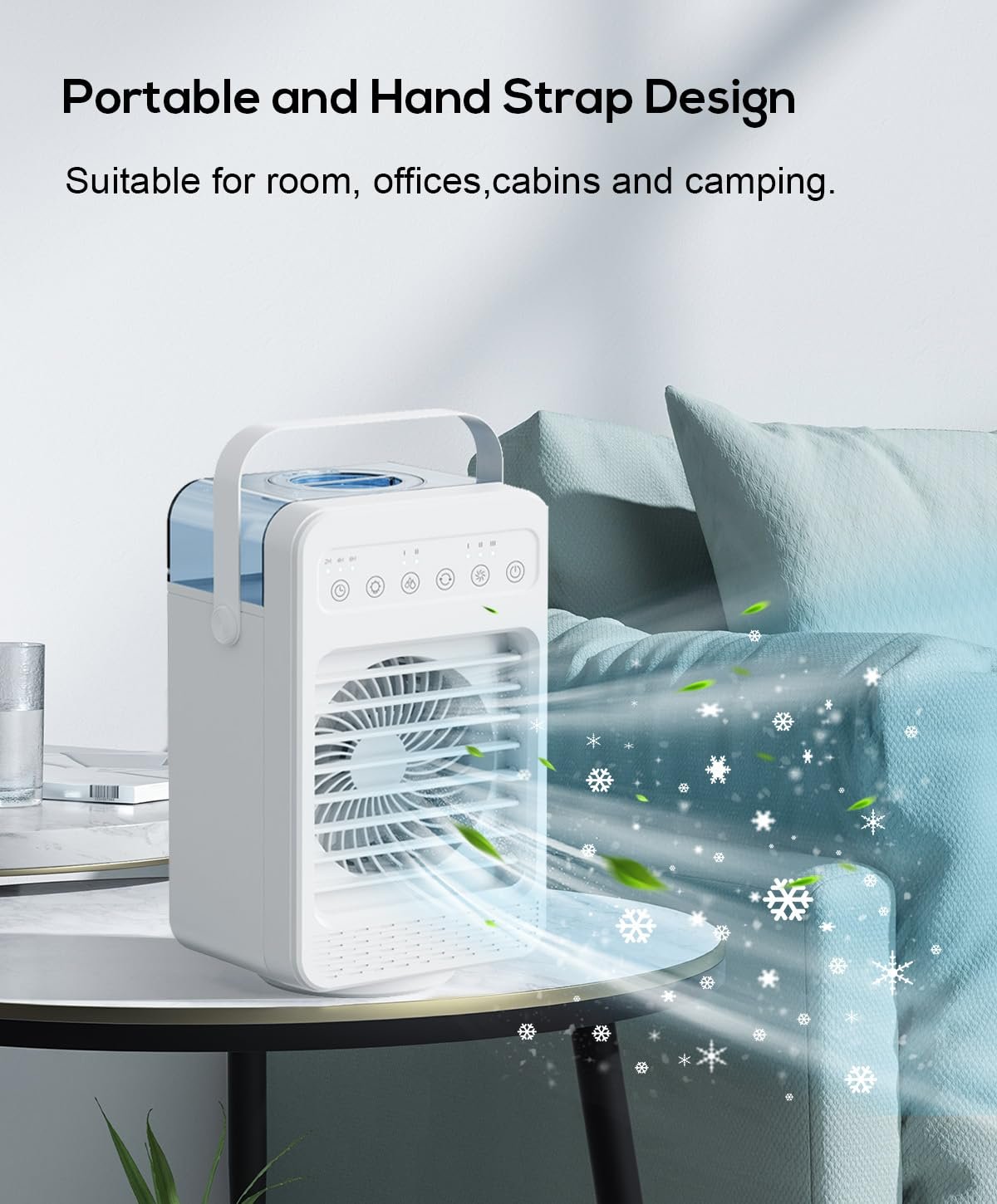 Портативний мобільний кондиціонер MUMUWIND 4-в-1 600 мл 3 швидкості Таймер Підсвічування, фото №3