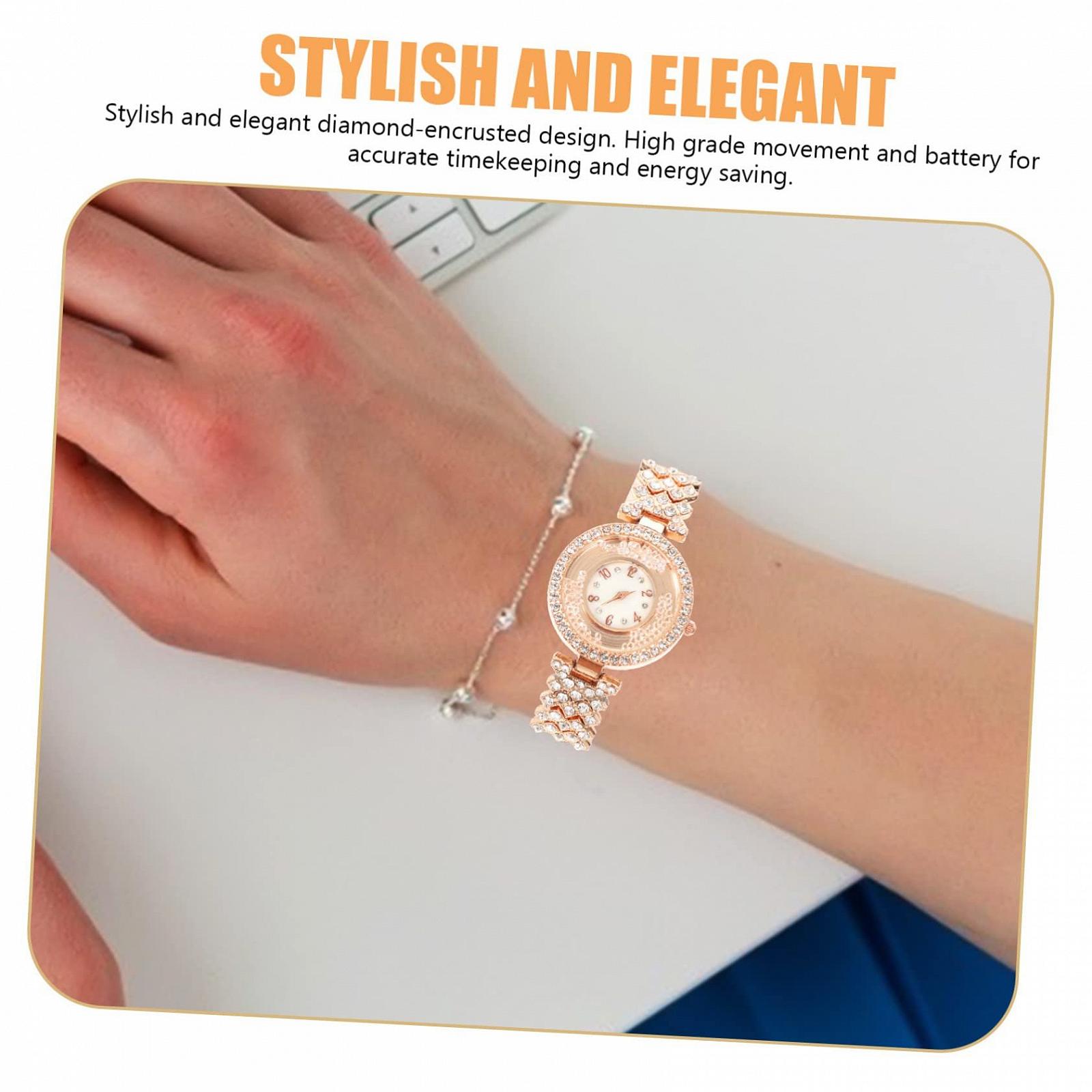 Годинник жіночий OATIPHO Зі стразами, сталевий браслет, декоративний, фото №8