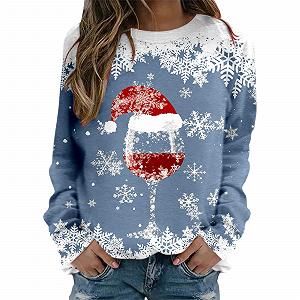 Купить Женский рождественский джемпер Funny Glitter Red Wine Glass Свитшот Рождественский джемпер с длинными рукавами и круглым вырезом Рождественская рождественская рубашка с длинными рукавами Топы-джемперы - Фото 1 Женский рождественский джемпер Funny Glitter Red Wine Glass Свитшот Рождественский джемпер с длинными рукавами и круглым вырезом Рождественская рождественская рубашка с длинными рукавами Топы-джемперы - Фото 1