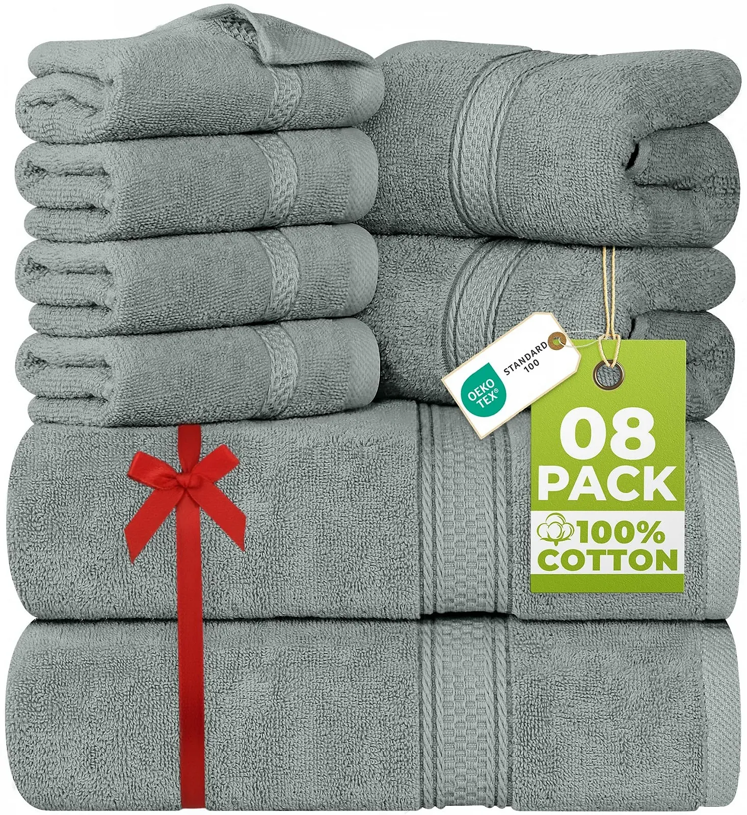 Набір рушників Utopia Towels 8 шт. 100% Бавовна Сірий, фото №1