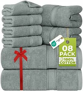 Набір рушників Utopia Towels 8 шт. 100% Бавовна Сірий - Фото 1