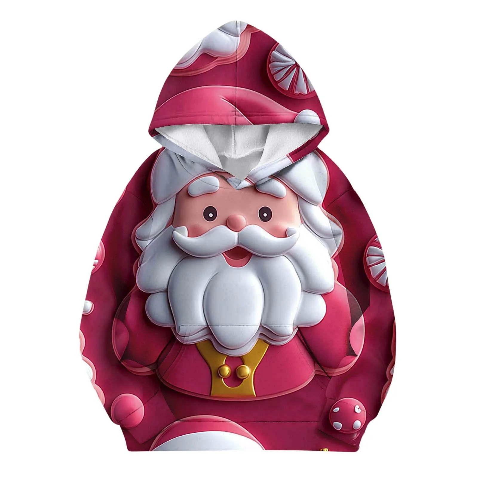 Рождественский свитшот для девочки с капюшоном, длинными рукавами, мягкий, с рождественским принтом, фото №2