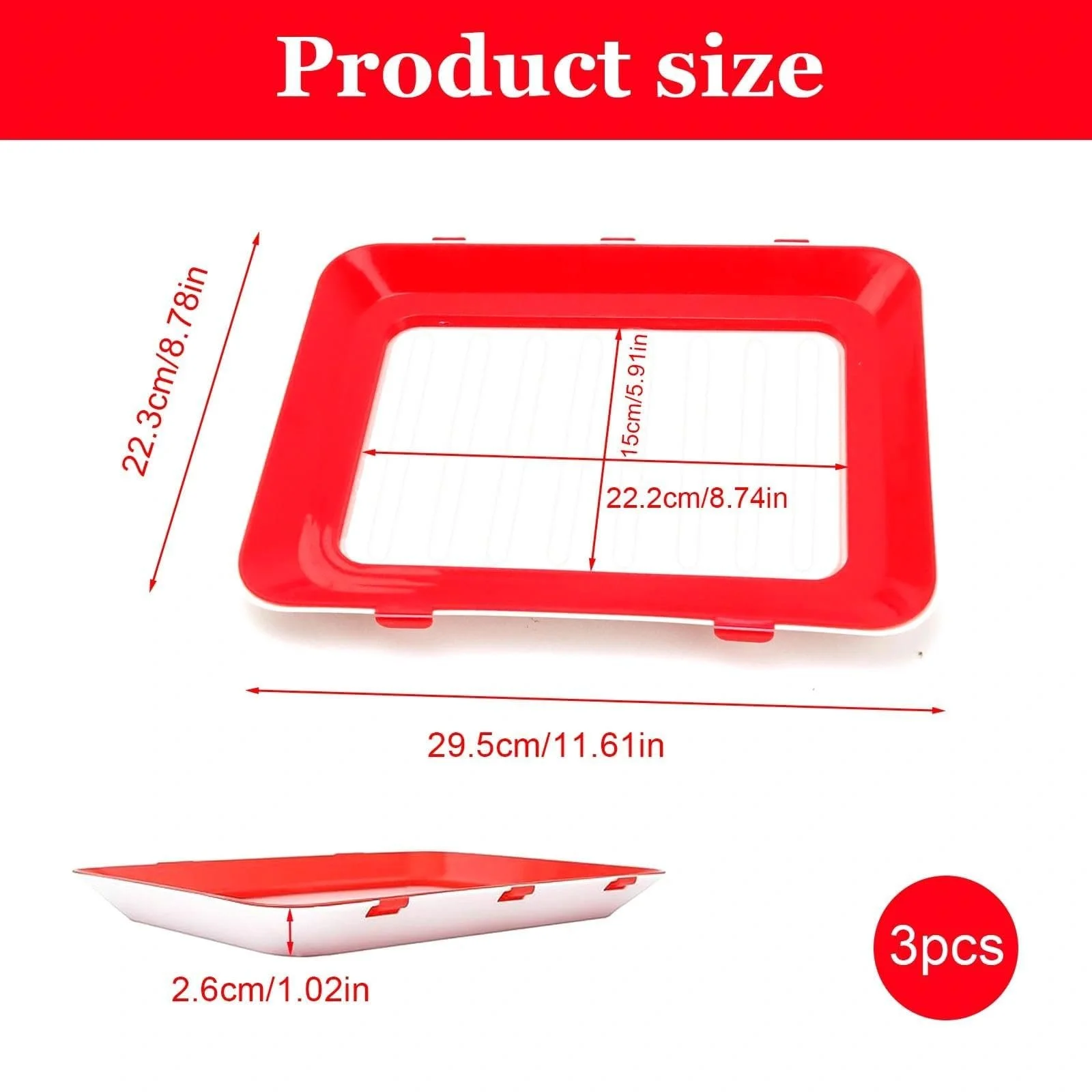 Контейнери для зберігання їжі Pack of 3 PP/TPU з еластичною плівкою Red, фото №5 Контейнери для зберігання їжі Pack of 3 PP/TPU з еластичною плівкою Red, фото №5