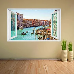 Наклейка на стену 3D Гондолы Канал Венеция Италия 50 x 70 см - Фото 1