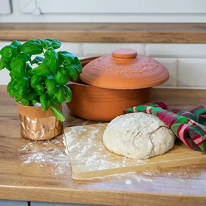 Форма для запекания BROWIN овальная 4 л натуральная глина synthetic.ua - Фото 1