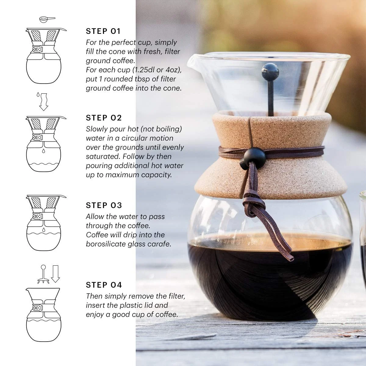 Кофейник Pour Over BODUM Прозрачный, 1.0 л, фото №2