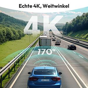Відеореєстратор BOTSLAB 4K GPS WiFi, Подвійна камера, 64GB SD-карта, ADAS, Нічне бачення, 170 градусів, Широкий кут огляду, WDR, 2.45" IPS, 24/7 моніторинг паркування, Циклічний запис synthetic.ua - Фото 1