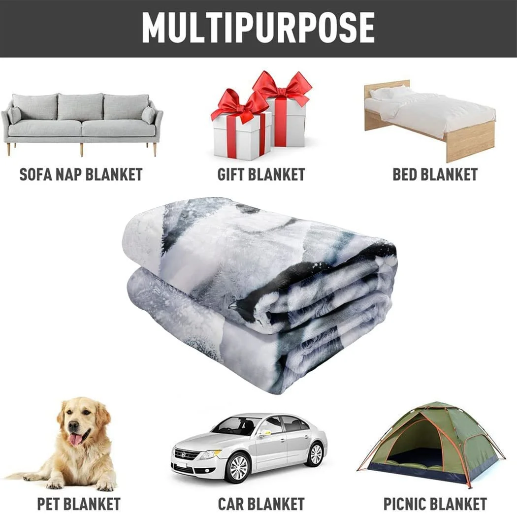 Одеяло Violetpos Толстое Мягкое Теплое Уютное Фланелевое Флисовое Одеяло для Дивана Пингвин Животное Снежно-белое 150 x 200 см, фото №4