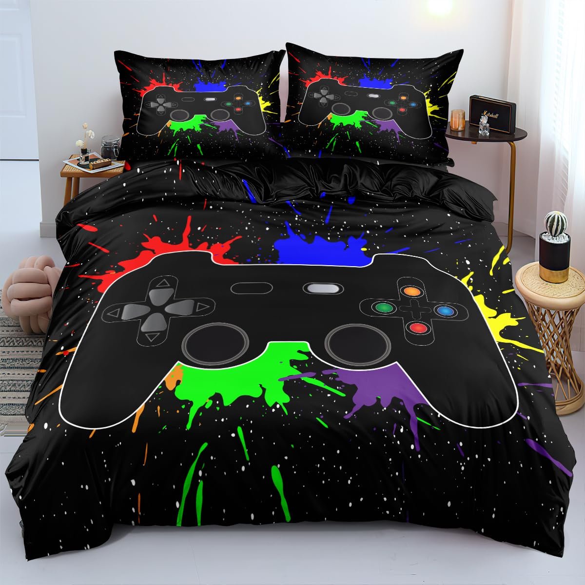 Постільна білизна Gamer 135 x 200 см, 3D принт, з мікрофібри. В комплекті: підодіяльник та 1 наволочка 80 x 80 см, фото №1
