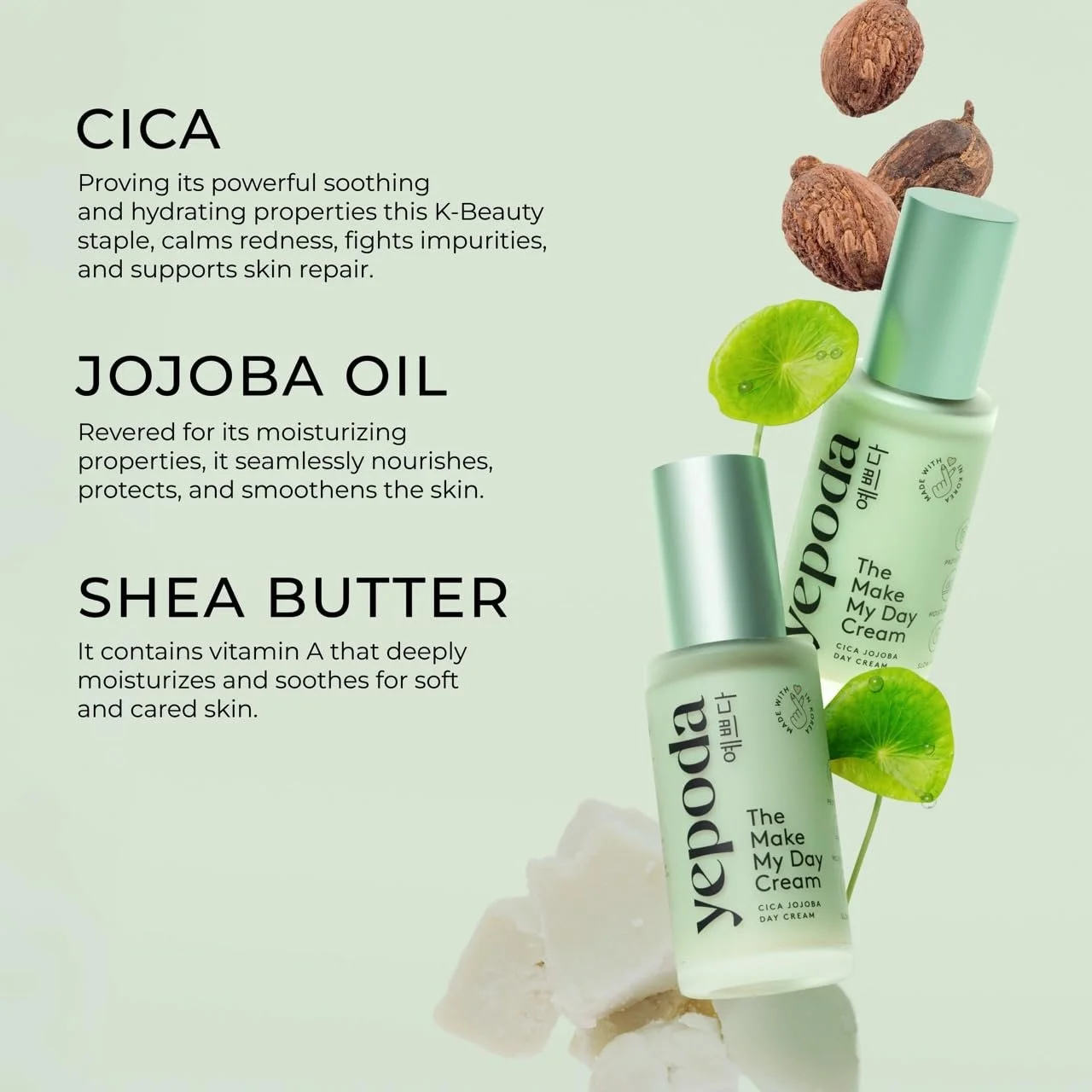 Денний крем Yepoda The Make My Day Moisturising Slow Aging з Cica Vegan 50 мл, фото №4 Денний крем Yepoda The Make My Day Moisturising Slow Aging з Cica Vegan 50 мл, фото №4