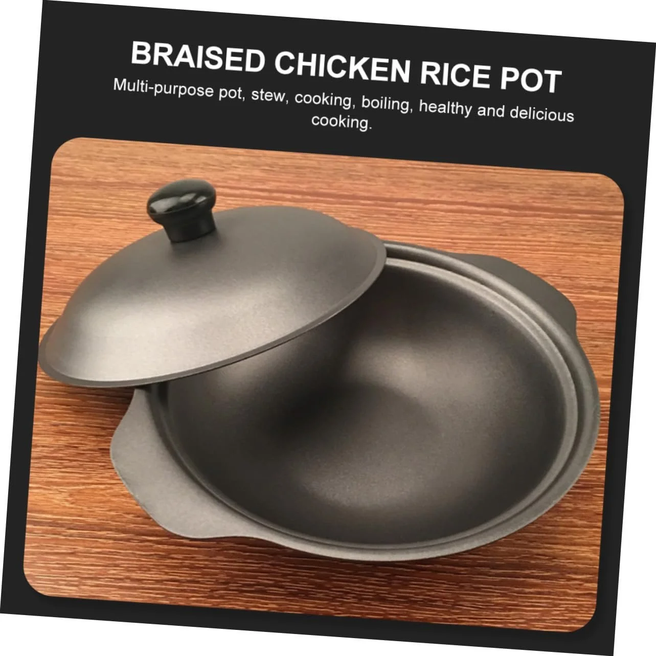 Кастрюля IMIKEYA чугунная с крышкой для запекания и тушения высокая теплоемкость, фото №6