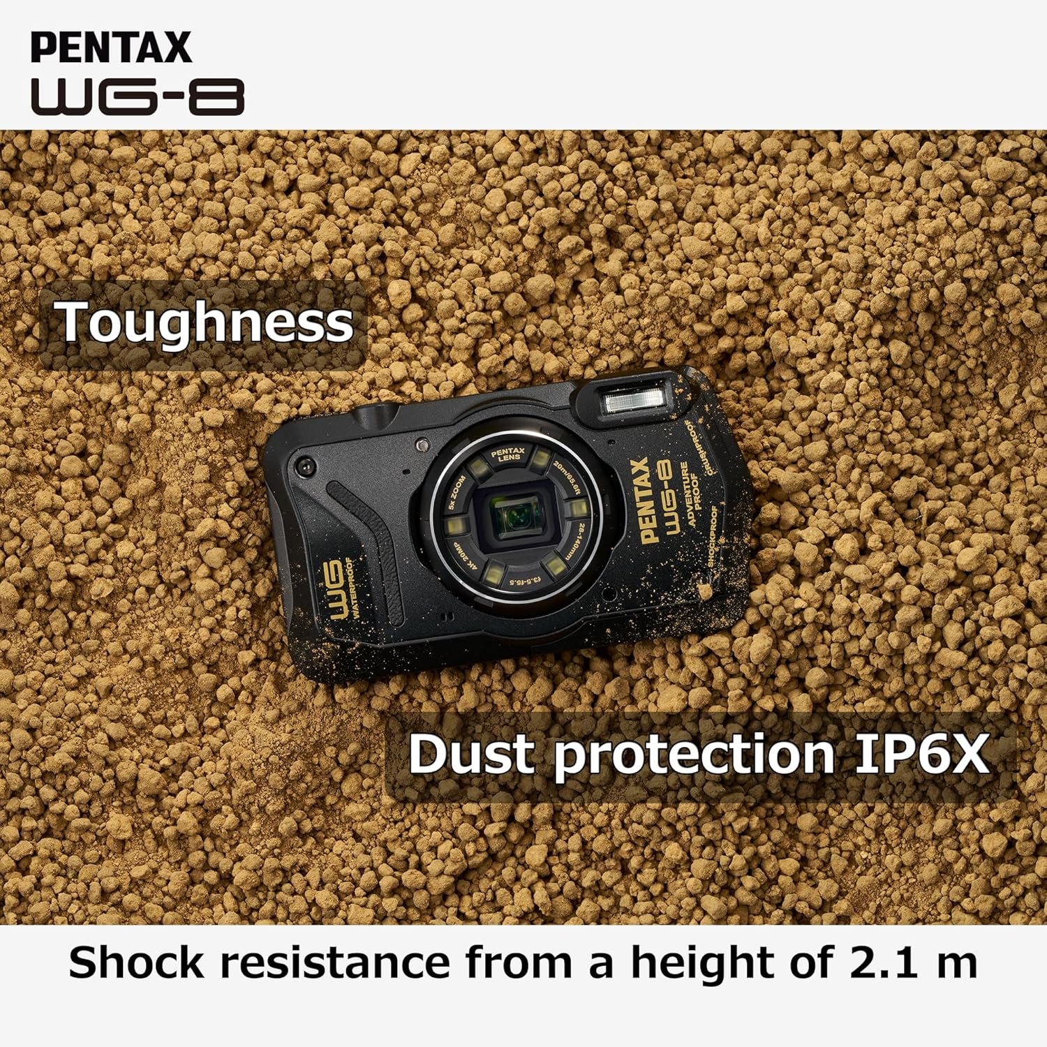 Экшн-камера Pentax WG-8 / 20Мп / 4К / 120fps / Водонепроницаемая 20м, Пылезащита IP6X, Ударопрочная 2.1м, Морозостойкая -10°C / Черная, фото №4