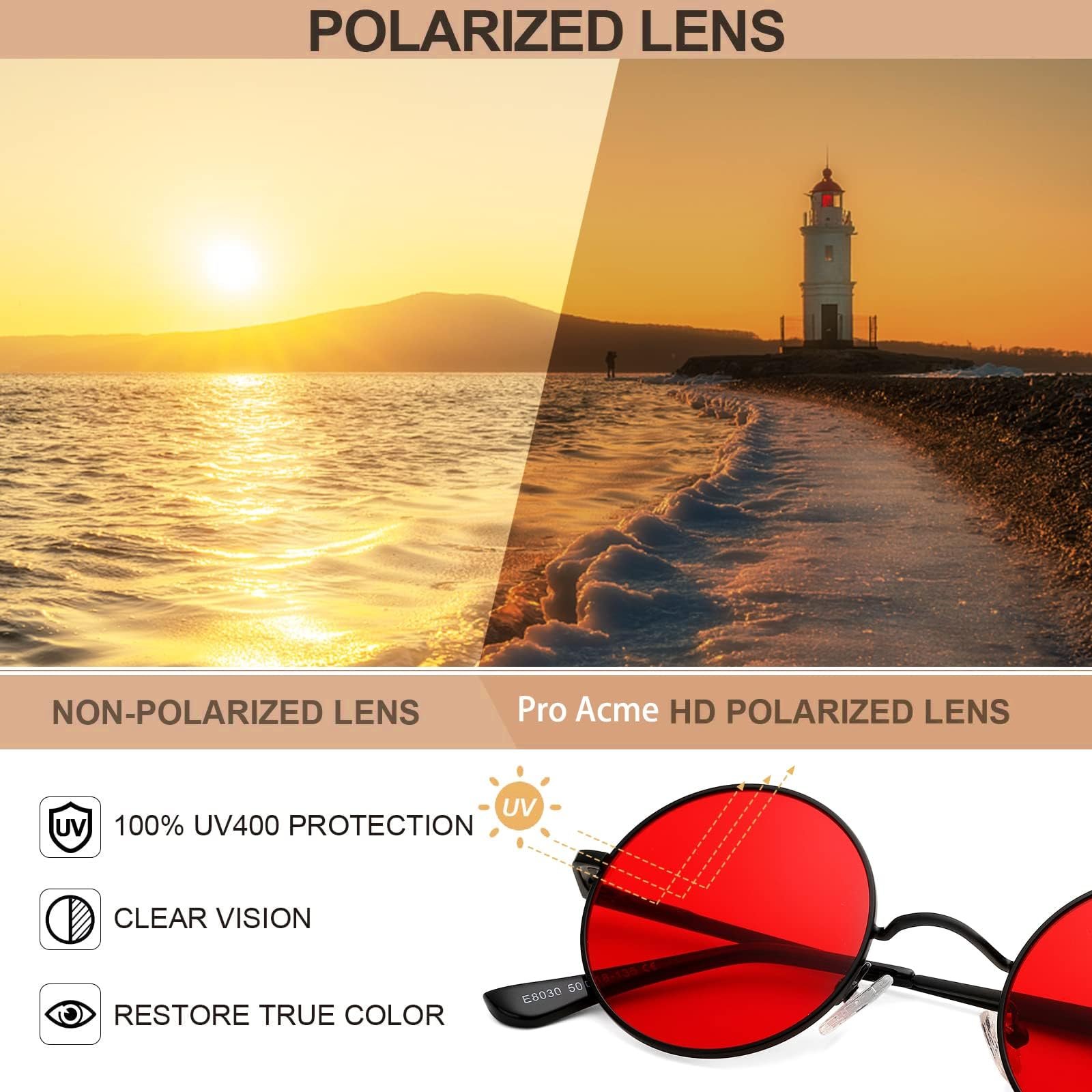 Сонцезахисні окуляри круглі поляризовані Pro Acme Retro Small для чоловіків та жінок, фото №3