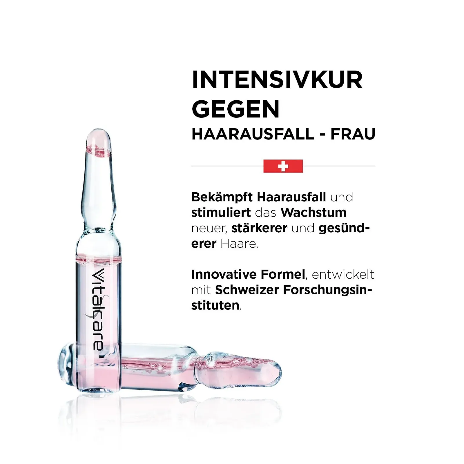 Засіб проти випадіння волосся Vitalcare Swiss для жінок, енергетичний, відновлюючий, 3 флакони по 10 ампул по 6 мл, фото №2