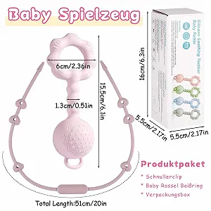 Брязкальце Tikplus Montessori Кільце-прорізувач для немовлят 0-6 місяців, Силіконова іграшка для захоплення, Рожевий synthetic.ua - Фото 1