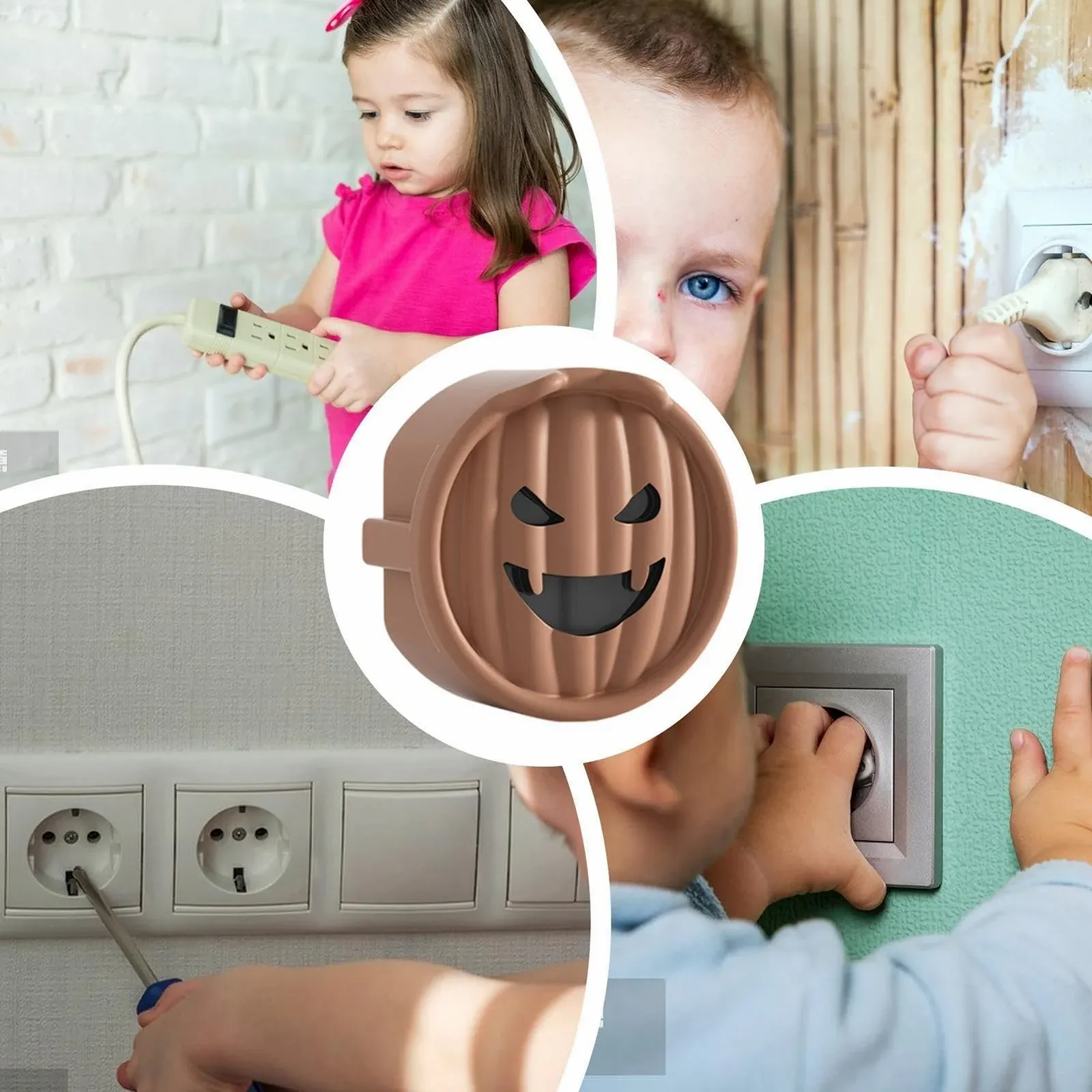 Защитные крышки для розеток Ghost Smile Pumpkin Halloween 10 шт. силиконовые, фото №3