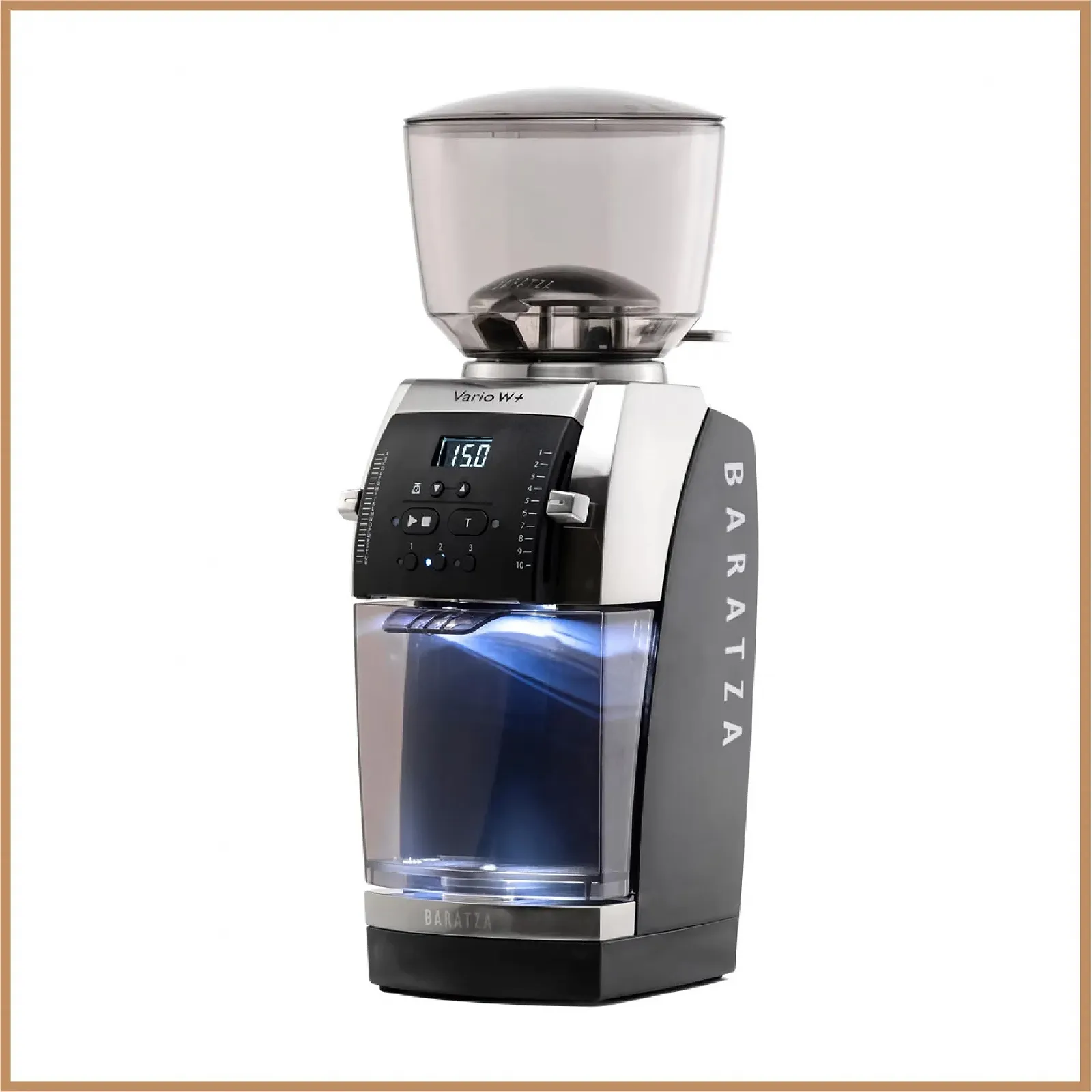 Кофемолка Baratza Vario W+ 230V электрическая с конической и стальными плоскими жерновами, программируемая, со встроенными весами для дозировки по весу, черная, фото №1