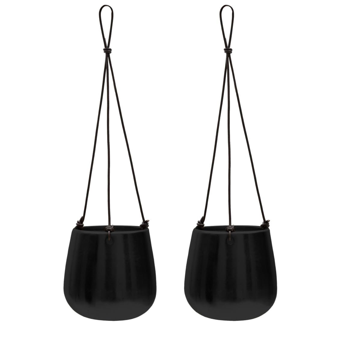 Набір підвісних кашпо Olly & Rose 14 см металеві Матовий чорний 2 шт., фото №1 Набір підвісних кашпо Olly & Rose 14 см металеві Матовий чорний 2 шт., фото №1