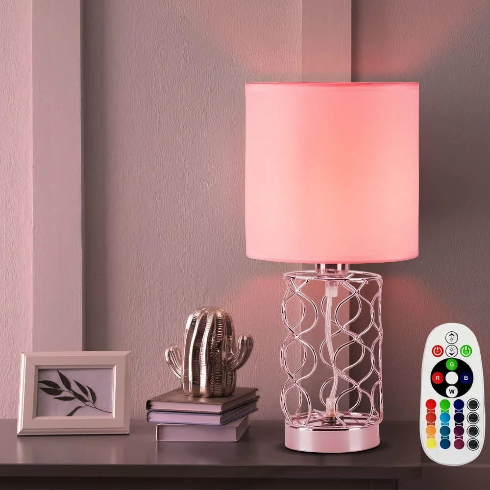 Настільна лампа etc-shop Modern Bedside RGB LED 4,8 Вт 470 лм Сталь Текстиль 18 x 35 см Білий, фото №5