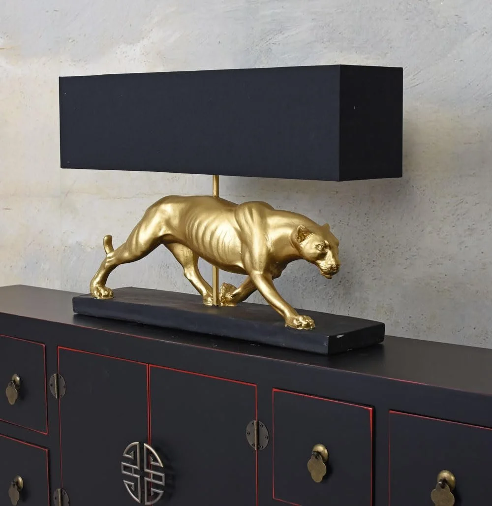 Настольная лампа PALAZZO INT Art DÉCO Villa Metropolis Леопард Золотой и Черный 40 x 60 x 14 см E27, фото №6