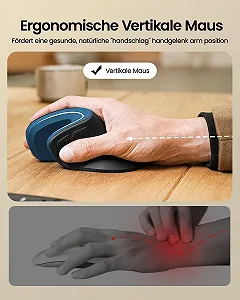 Миша Вертикальна ProtoArc EM11 NL Ергономічна Бездротова (Bluetooth + Bluetooth + USB) Чорний/Синій synthetic.ua - Фото 1