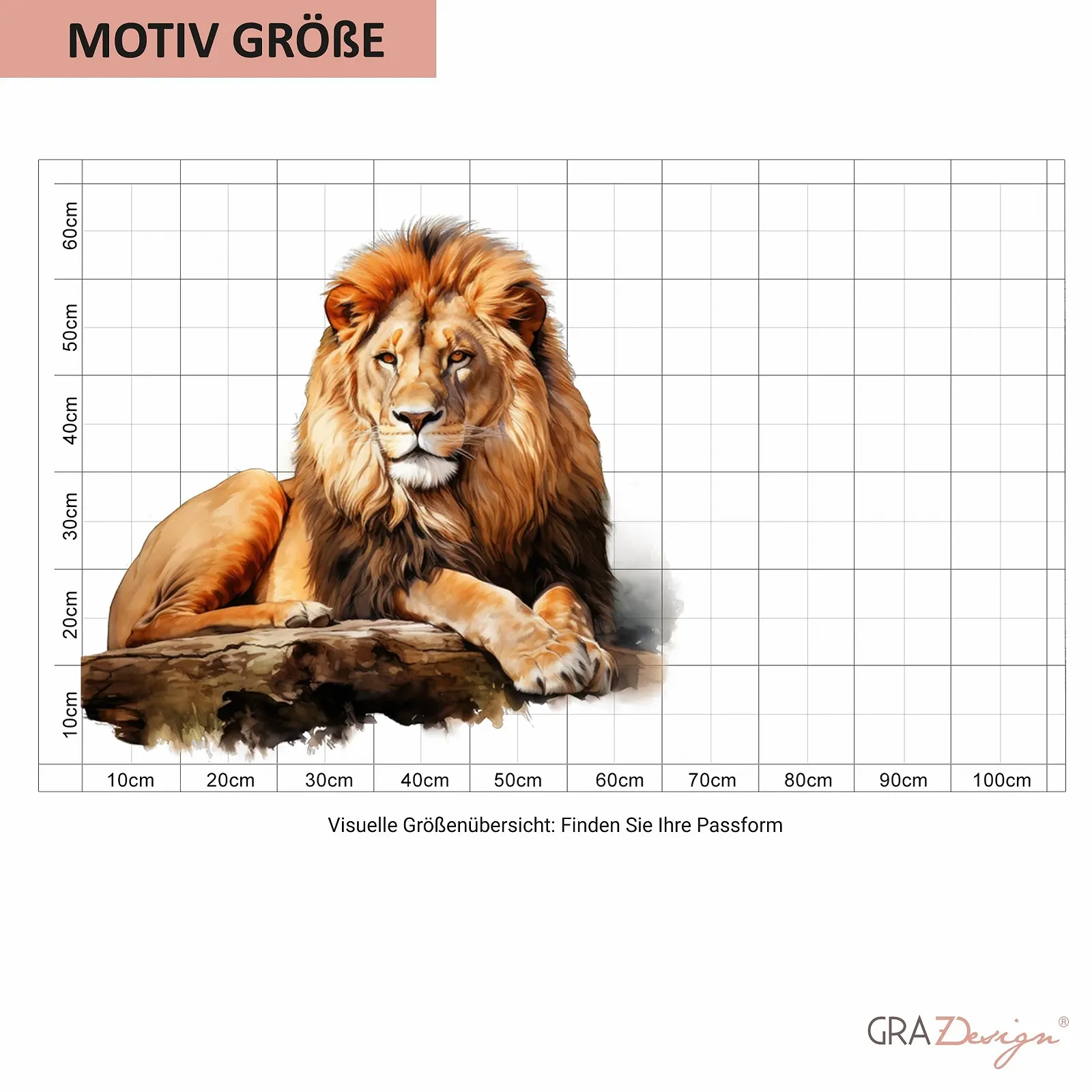 Наклейка на стену GRAZDesign Лев сафари виниловая 63 x 57 см, фото №4