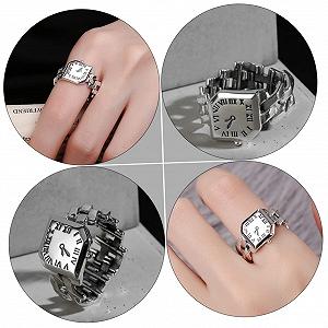 Кольцо-часы PartyKindom Серебристый synthetic.ua - Фото 1