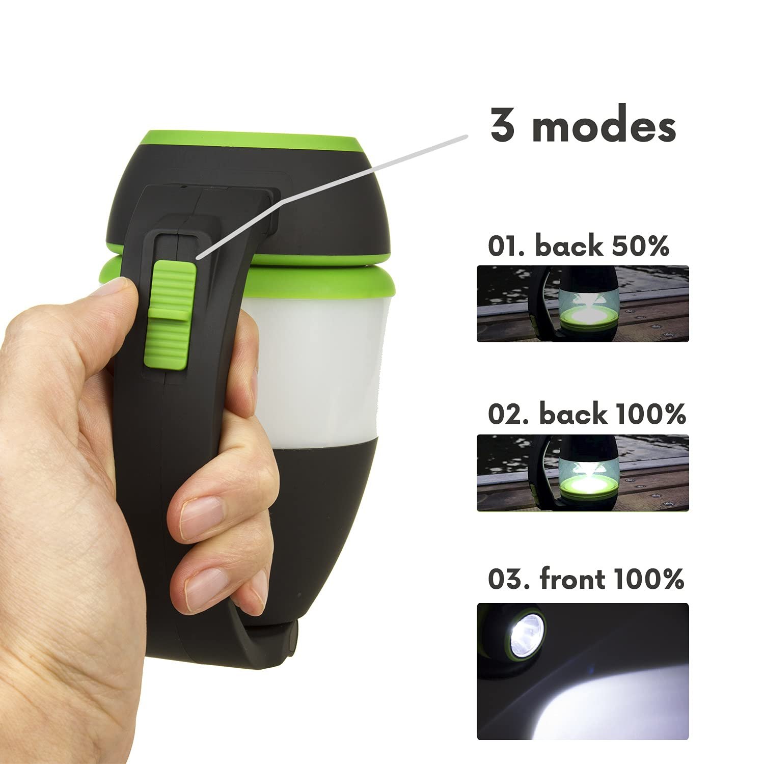 Лампа 3 в 1 Maclean MCE298 LED кемпінгова настільна ліхтар складна 1W 60-200LM 6000K IP20 1500mAh Power Bank, фото №6