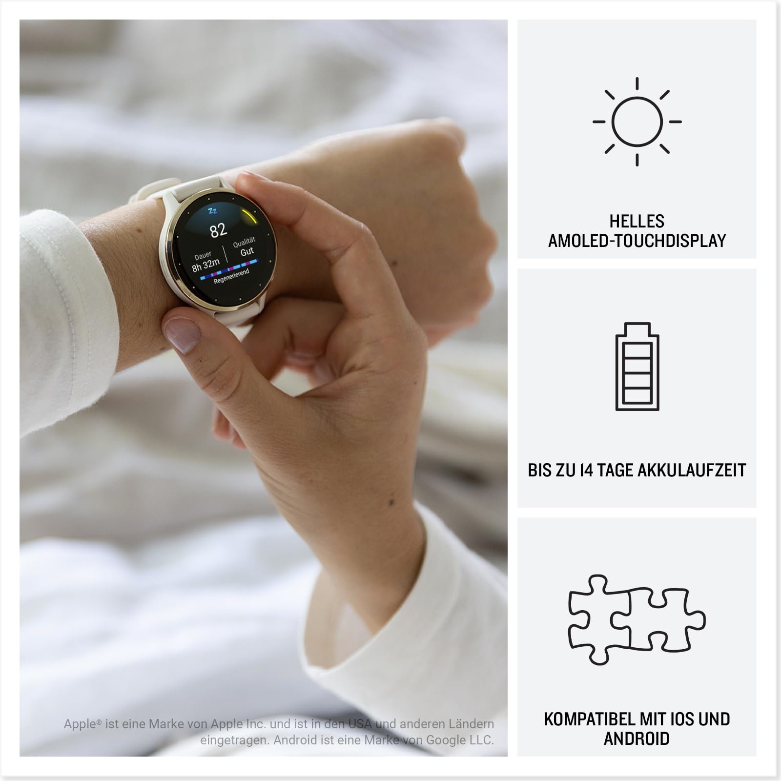 Фітнес-смартгодинник Garmin Venu 3S, 41 мм, сенсорний AMOLED-дисплей 1.2 дюйма, до 10 днів автономної роботи, 30+ спортивних додатків, телефонія Bluetooth та голосовий помічник, музика, GarminPay, режим для інвалідних візків, фото №3