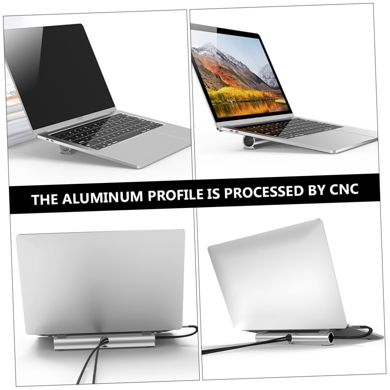 Підставка для ноутбука алюмінієва, ергономічна, регульована по висоті, з протиковзкою накладкою, покращене відведення тепла, стабільна, фото №8