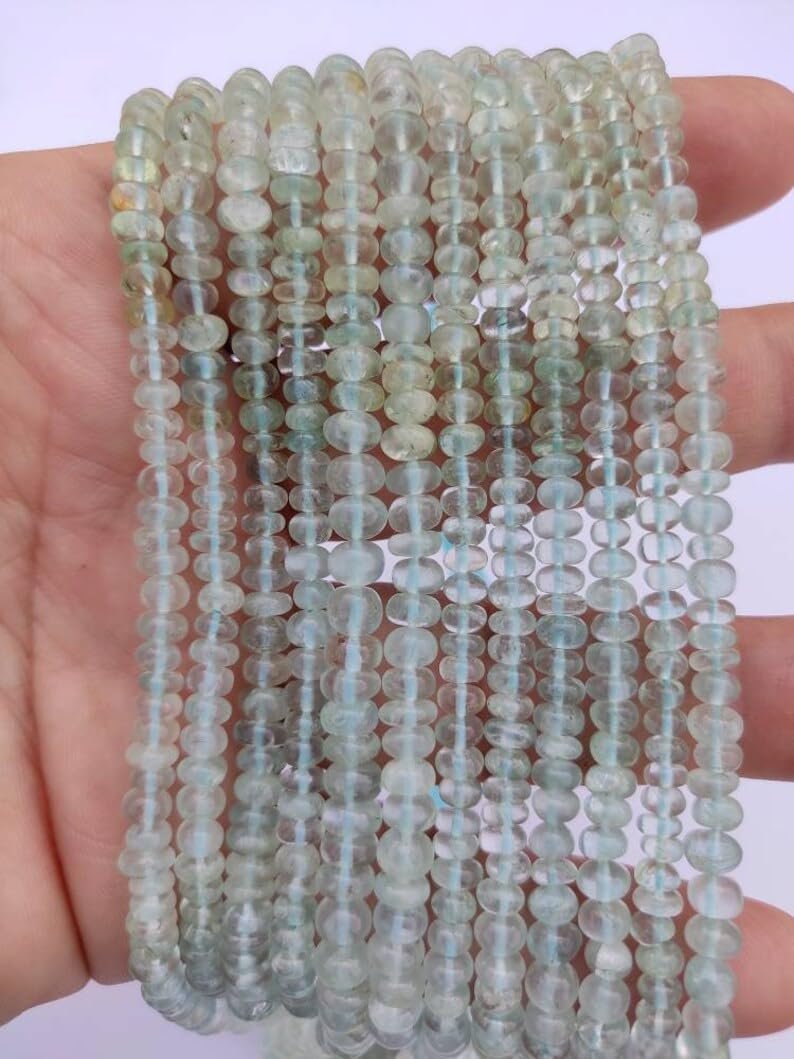Бусины Аквамарин Натуральный Ограненные Rondelle 4-5 мм, нить длиной 40 см, ожерелья, браслета, фото №2