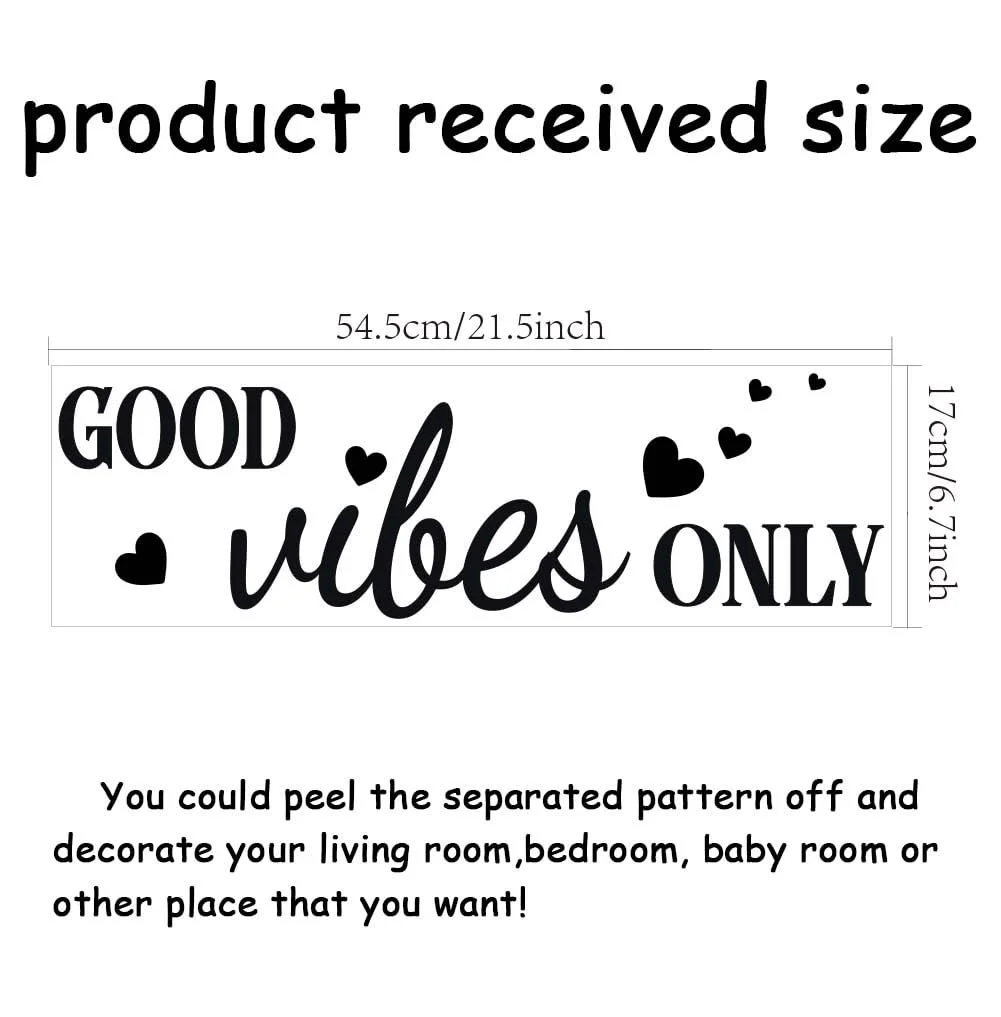 Наклейка на стіну SUPERDANT Good Vibes Only Чорний вініл 54,5 x 17 см Чорний, фото №2