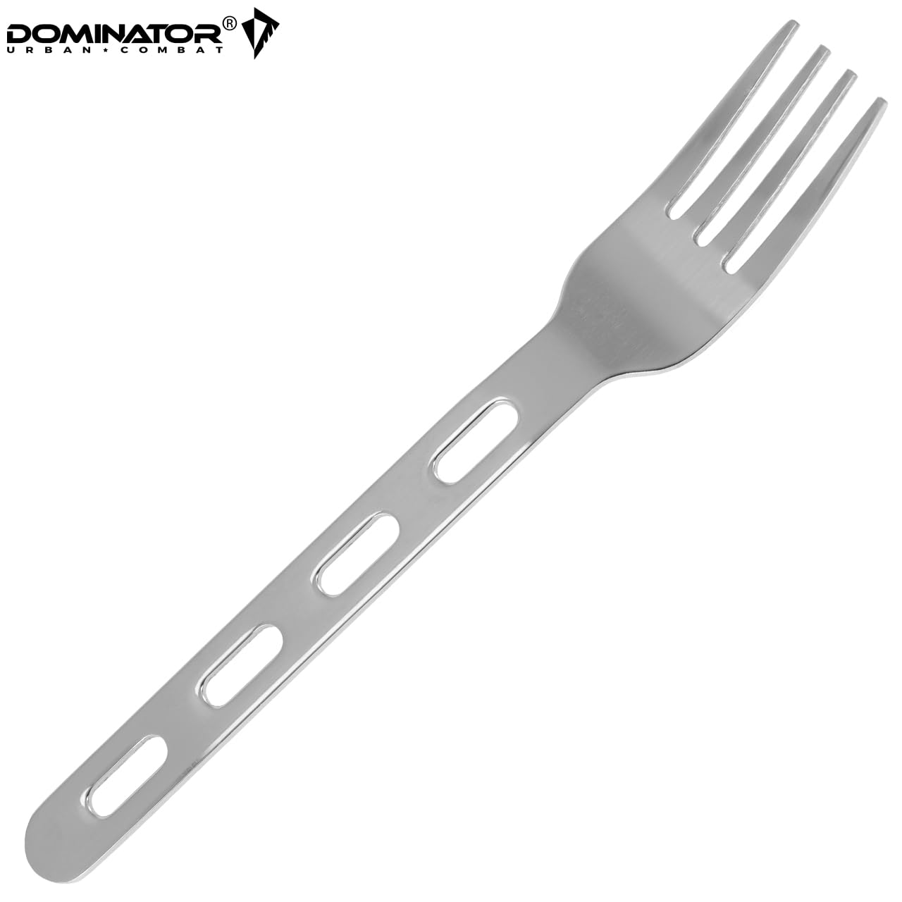 Набор посуды DOMINATOR URBAN COMBAT туристический набор 3 части нож вилка ложка нержавеющая сталь с карабином серебряный, фото №5