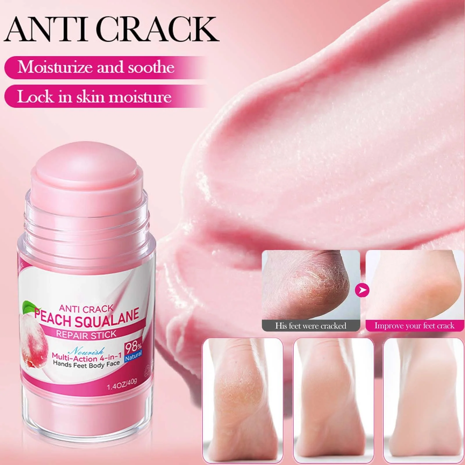 Крем-стик для ног 2 шт увлажняющий для сухой и потрескавшейся кожи пяток и коленей, фото №4