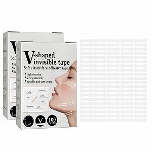 Маска для обличчя антивікова Plaster, Стрічка для підтяжки обличчя, Подвійна упаковка з 100 прозорими штуками - Фото 1