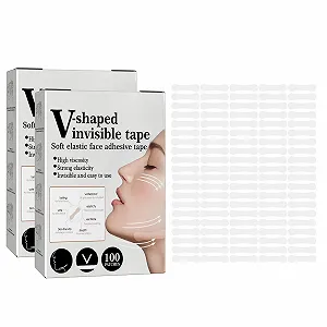 Маска для лица антивозрастная Plaster, Лента для подтяжки лица, Двойная упаковка со 100 прозрачными штуками - Фото 1