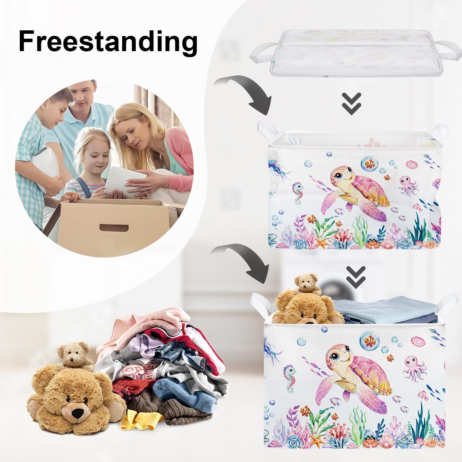 Корзина для игрушек HUUMONSS Детская Морские животные Складная 36 л, фото №3