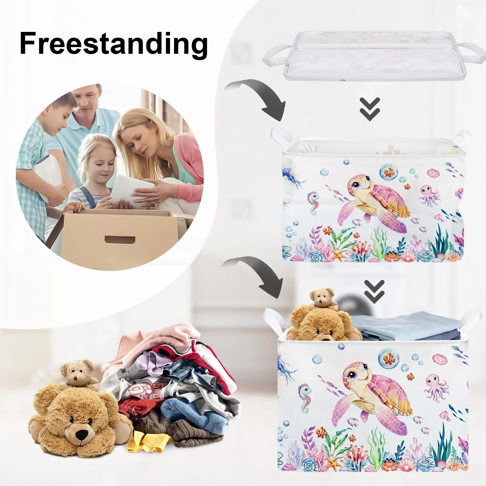 Корзина для игрушек HUUMONSS Детская Морские животные Складная 36 л, фото №3 Корзина для игрушек HUUMONSS Детская Морские животные Складная 36 л, фото №3